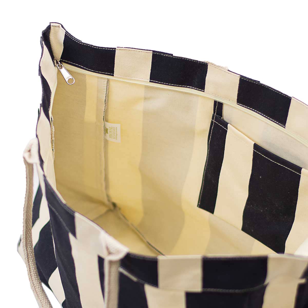 Cabana Stripe Durham Tote Natural/Navy   17.5x13.5x6