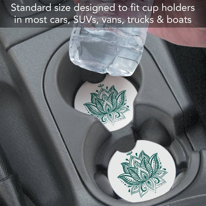 "Lotus Sketch" Absorbent Stone Car Coaster 1pk