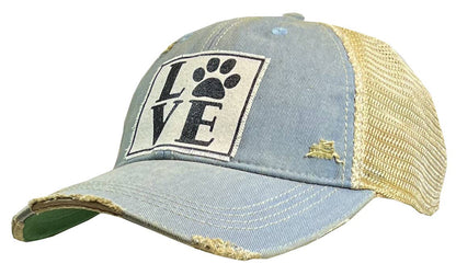 Love (PAW) Distressed Trucker Cap