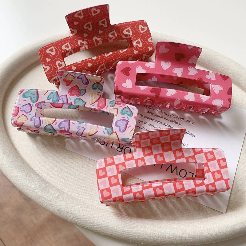Valentine's Day Gift Heart Hair Claw Clips