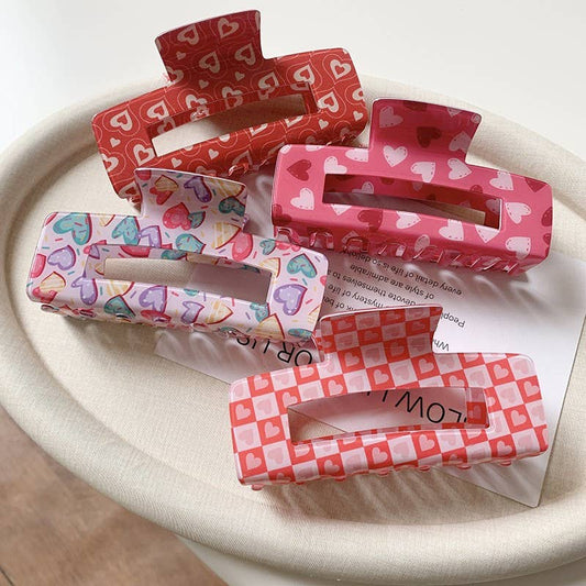 Valentine's Day Gift Heart Hair Claw Clips
