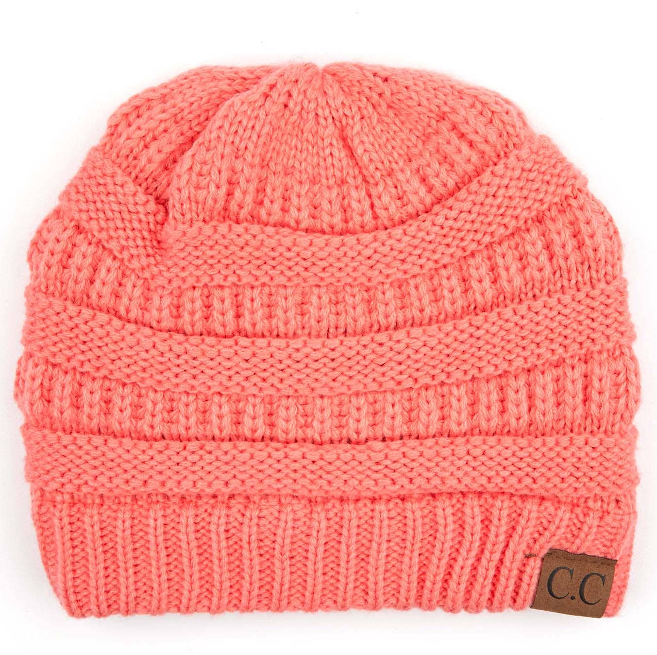 Coral Cable Knit Classic Beanie Winter Hat