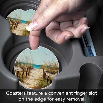 Path To The Ocean Absorbent Stone Car Coaster 1 Pk