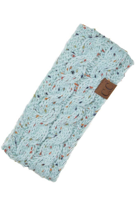 Mint Chunky Knit Confetti Sherpa Lined Headband
