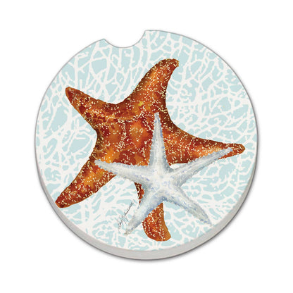 "Seas The Day Starfish" Absorbent Stone Car Coaster 1pk