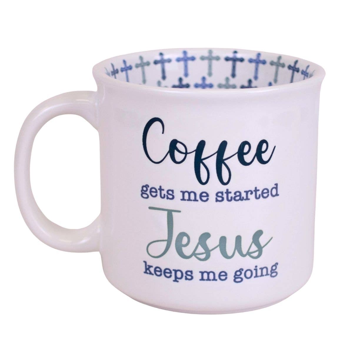 Coffee & Jesus Mug   White/Blue   14oz