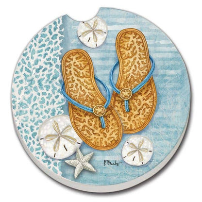 Key Largo Sandals Absorbent Stone Car Coaster 1 Pk