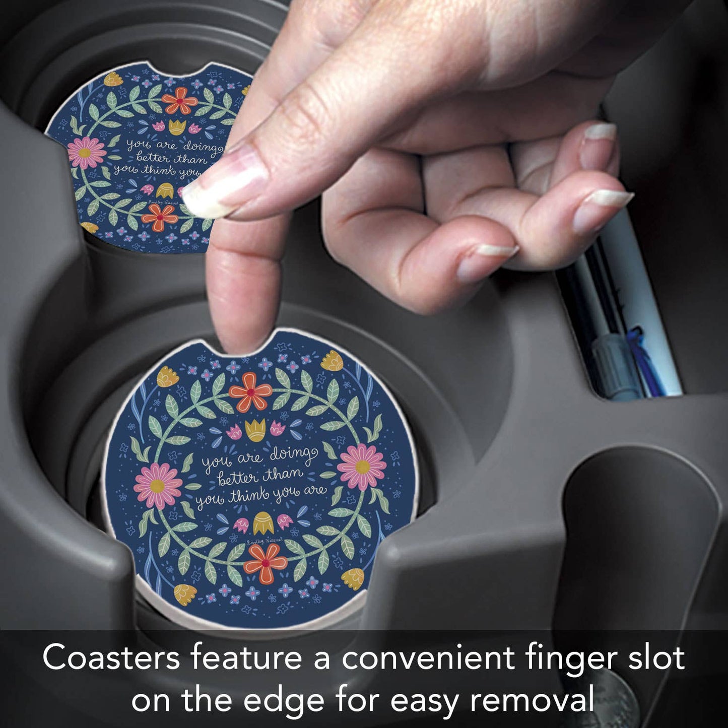 "Bloom Bright" Single Packaged Stone Car Coaster
