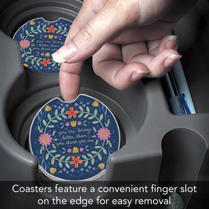 "Bloom Bright" Single Packaged Stone Car Coaster