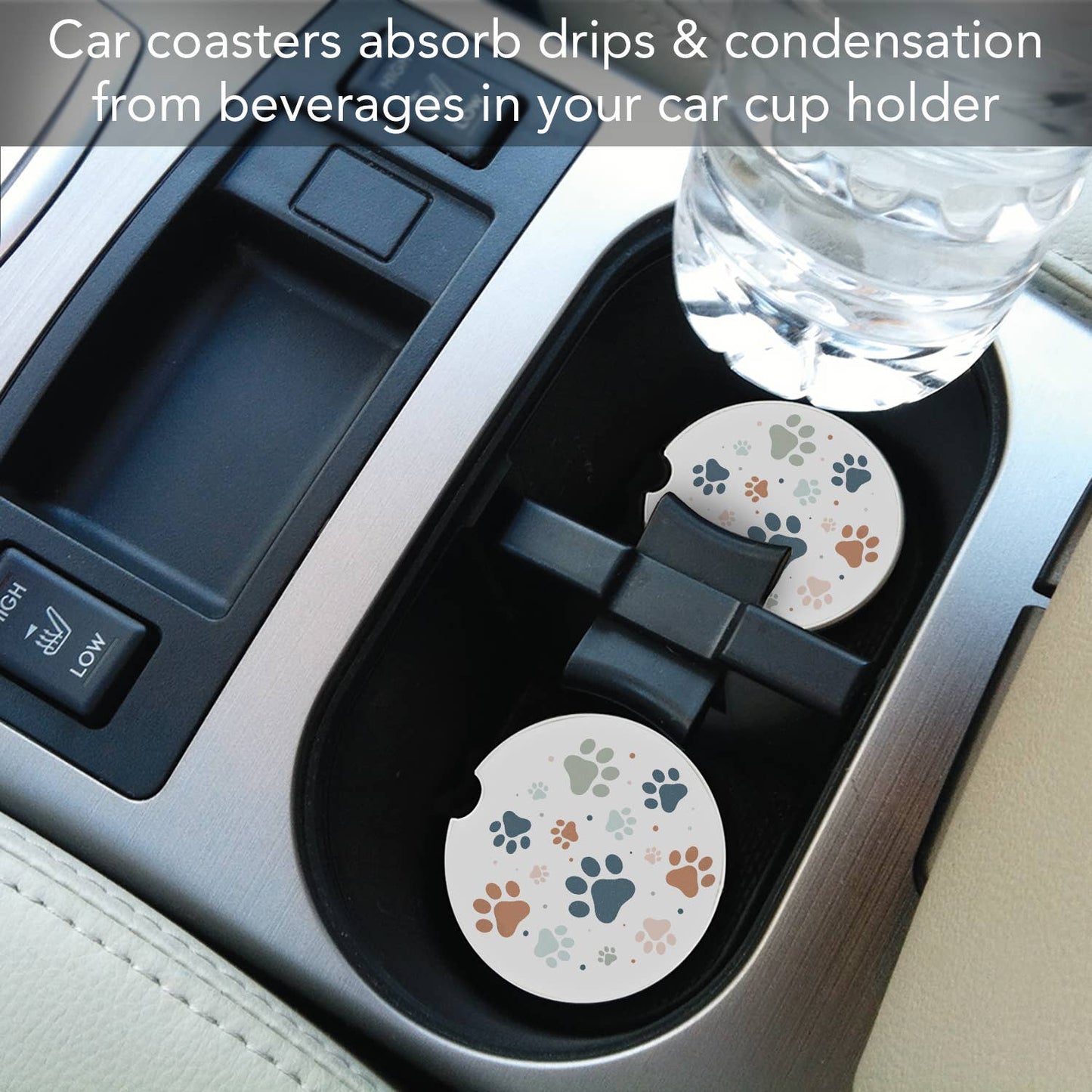 "Paw Prints" Absorbent Stone Car Coaster 1pk