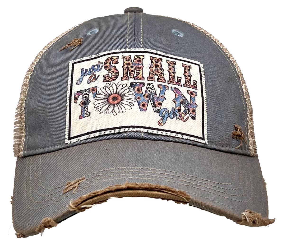 Just A Small Town Girl Distressed Trucker Hat Baseball Cap