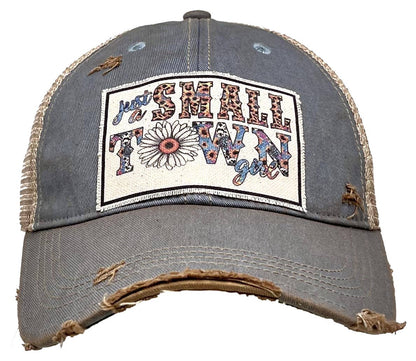 Just A Small Town Girl Distressed Trucker Hat Baseball Cap