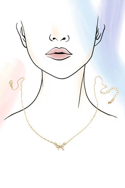 Gold Mini Bow Charm Necklace
