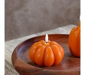 4" WIDE ORANGE LED PUMPKIN CANDLE