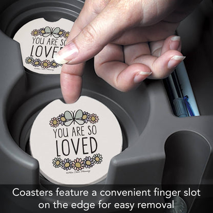 "So Loved" Absorbent Stone Car Coaster 1pk