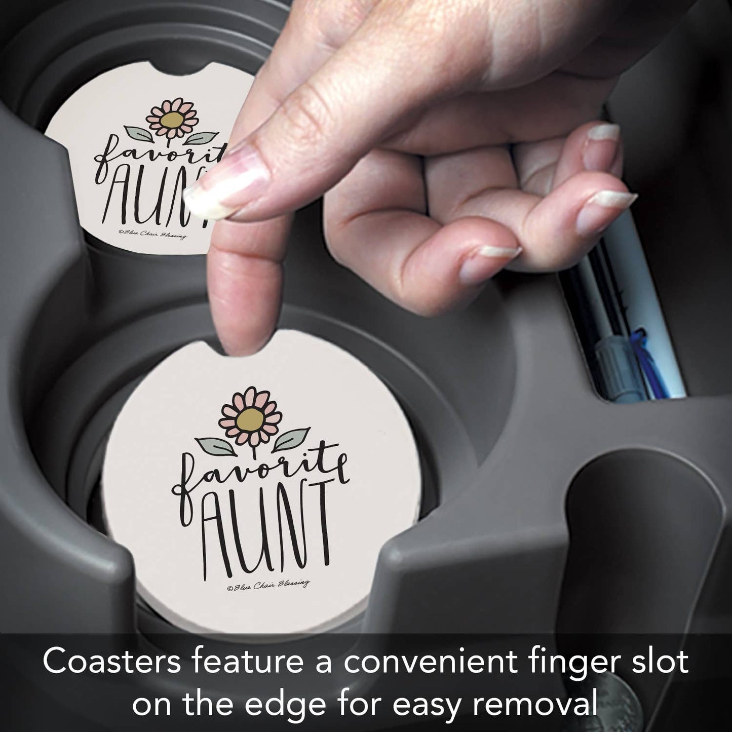 "Favorite Aunt" Absorbent Stone Car Coaster 1pk