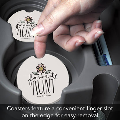 "Favorite Aunt" Absorbent Stone Car Coaster 1pk