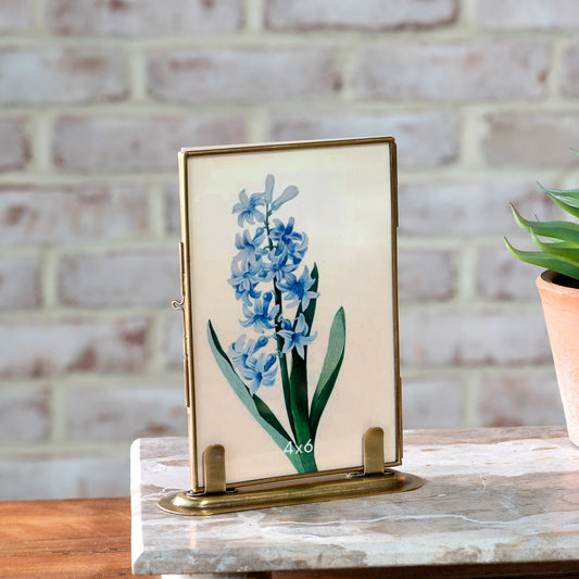4x6 Ant. Brass Standing Photo Frame