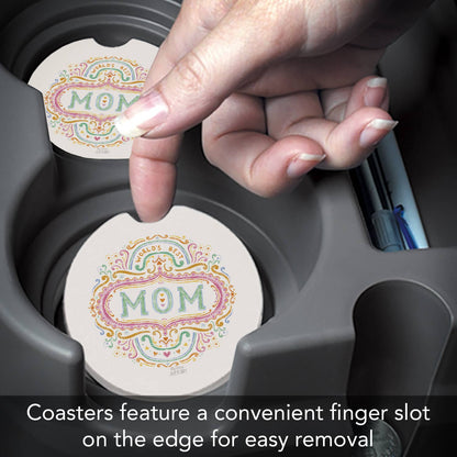 "Worlds Best Mom" Absorbent Stone Car Coaster 1pk