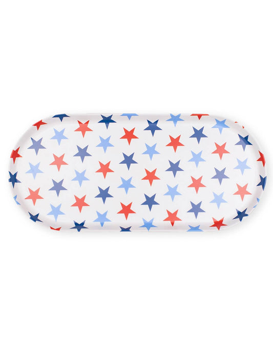 Stars Melamine Platter   White/Red/Blue   17.5x8