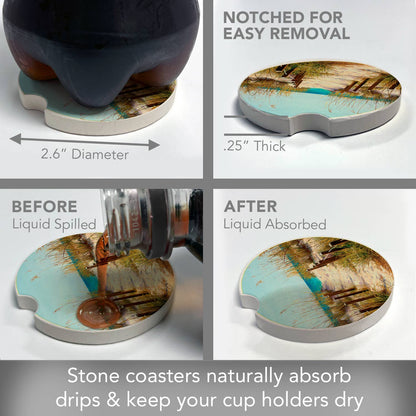 Path To The Ocean Absorbent Stone Car Coaster 1 Pk