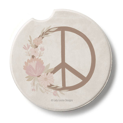 "Floral Peace" Absorbent Stone Car Coaster 1pk