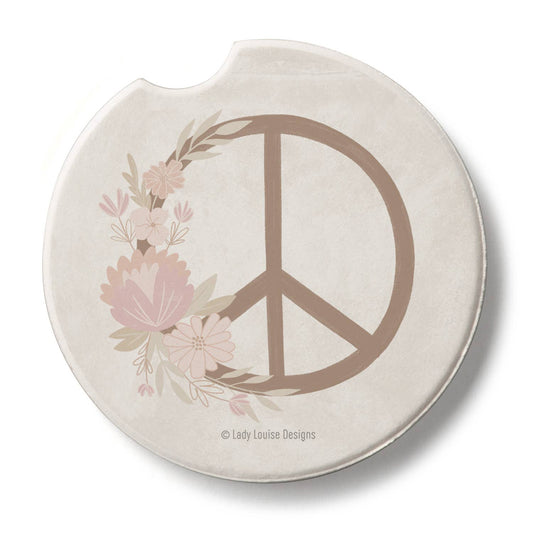 "Floral Peace" Absorbent Stone Car Coaster 1pk