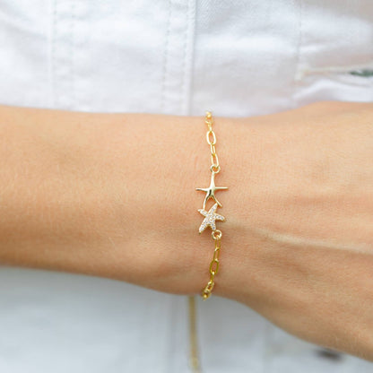 Gold Double Starfish Pulley Bracelet