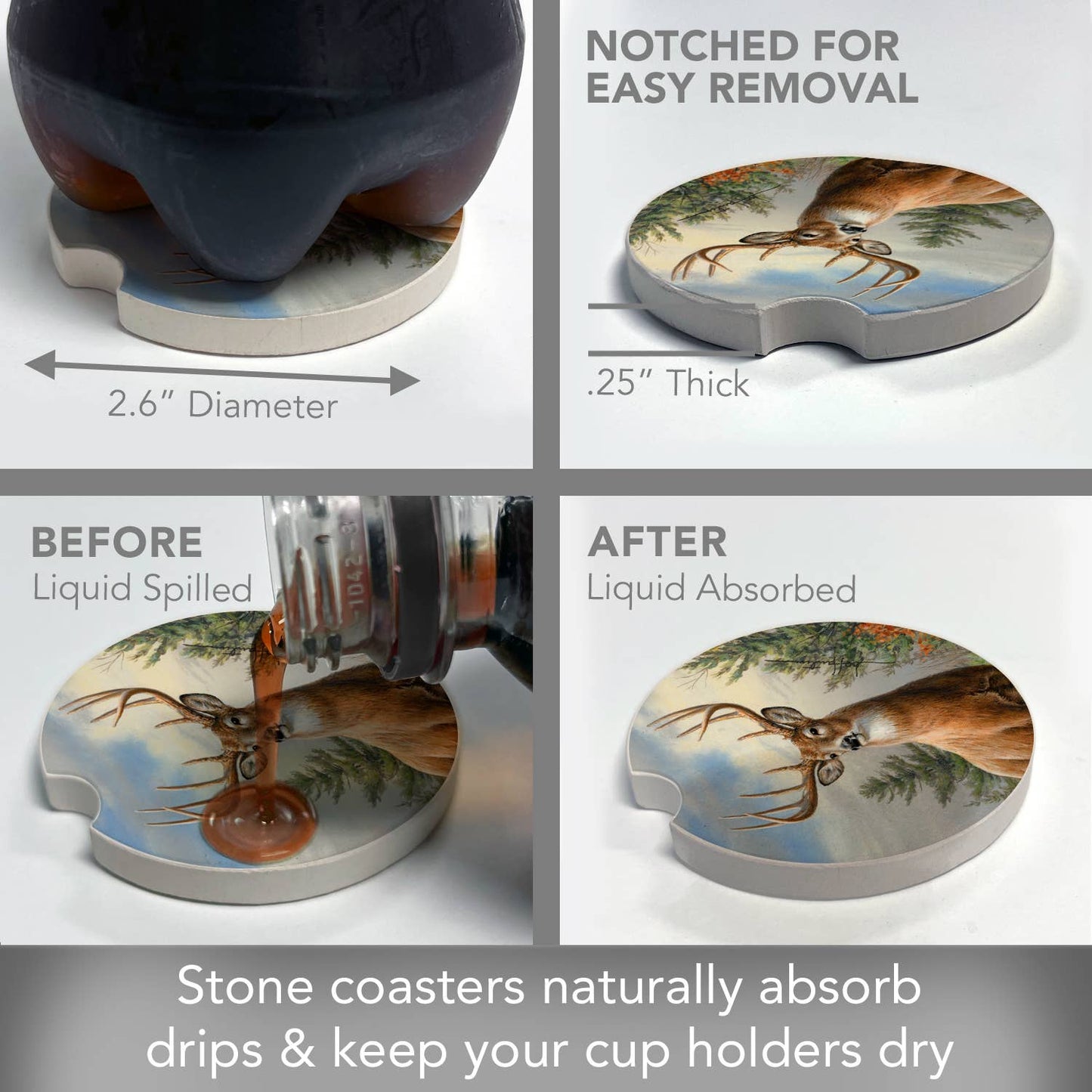 Morning Light Absorbent Stone Car Coaster 1 Pk