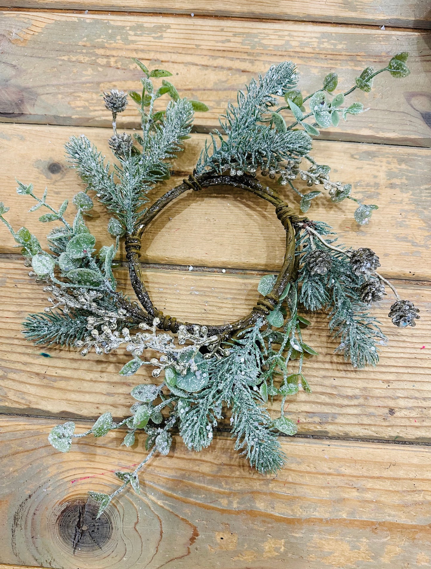 5" Mixed green Candle Ring