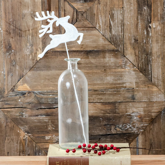 17.75 White Glitter Deer Stake