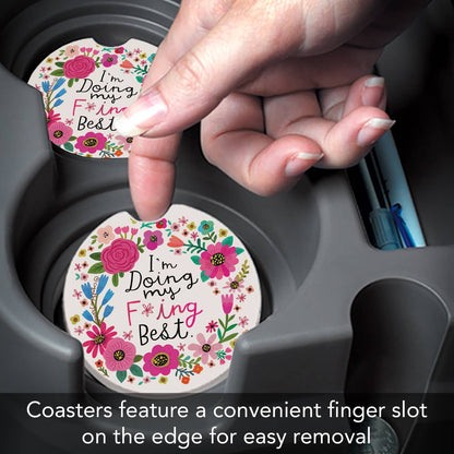 "Doing My Best" Absorbent Stone Car Coaster 1pk