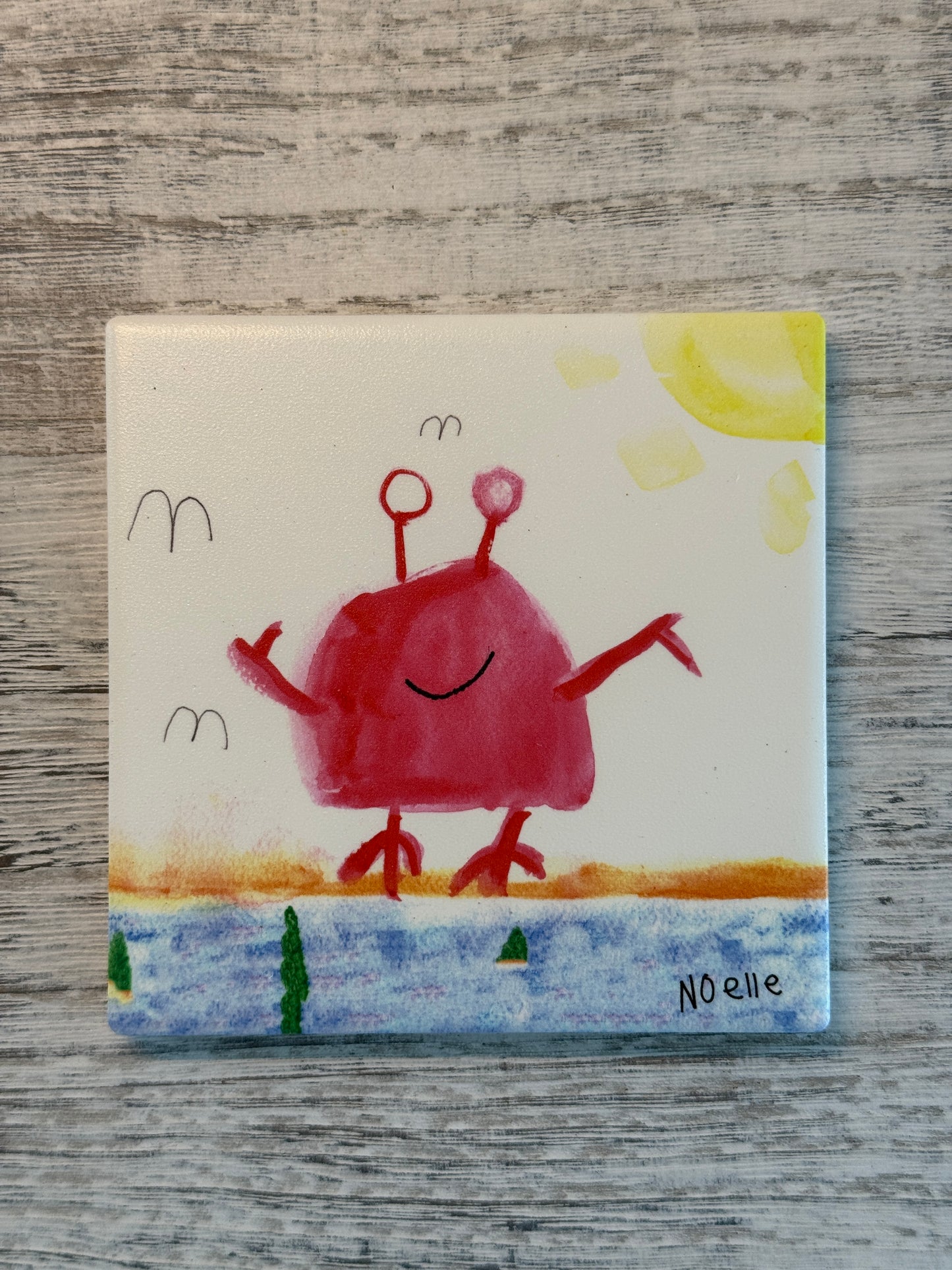 Happy Crabby Ceramic Coaster by Noelle