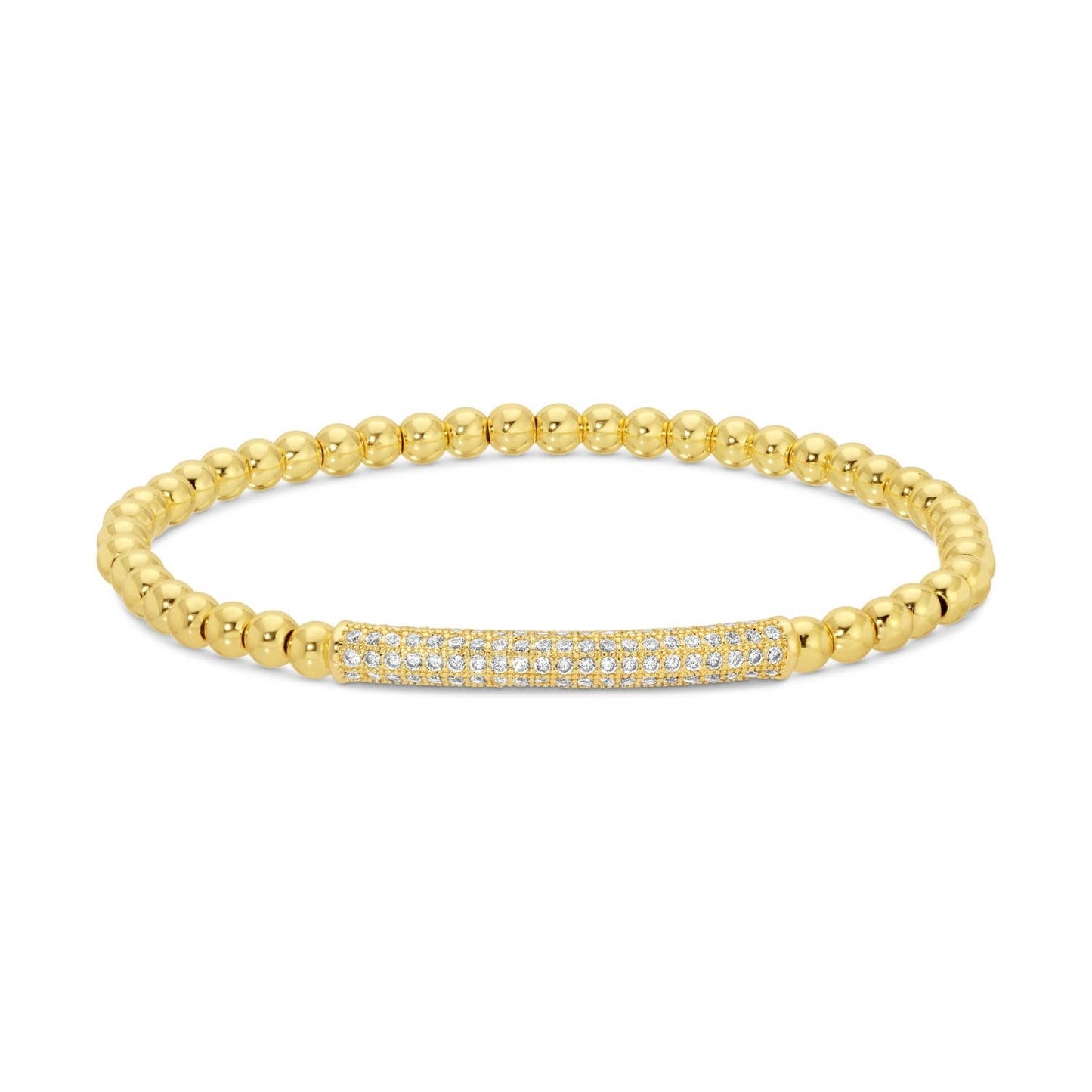 Gold Curved Pave Bar Stretch Bracelet