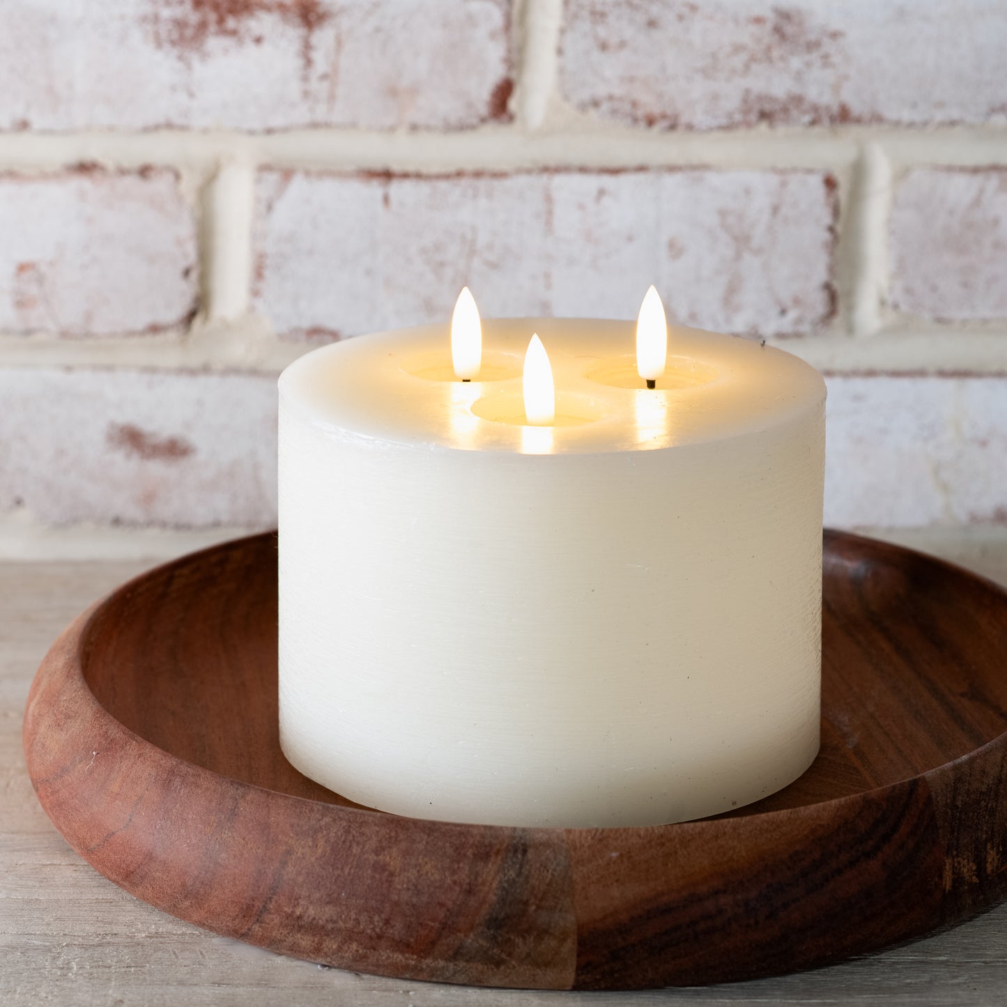 6"x5" White LED 3 Wick Candle
