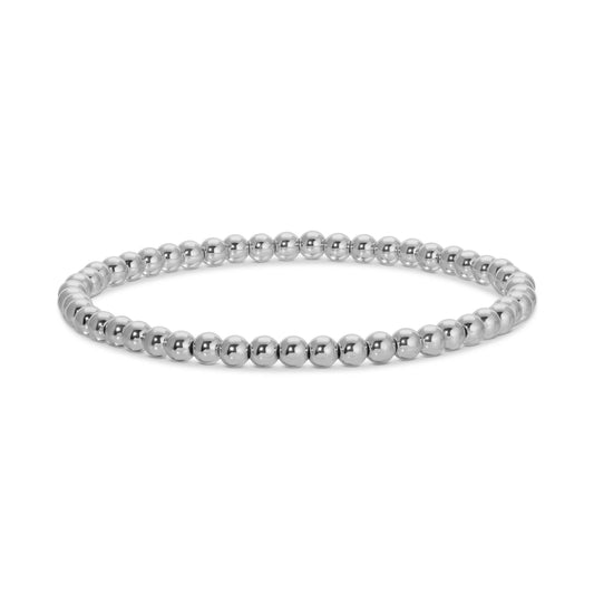 4mm Silver Beaded Stretch Bracelet