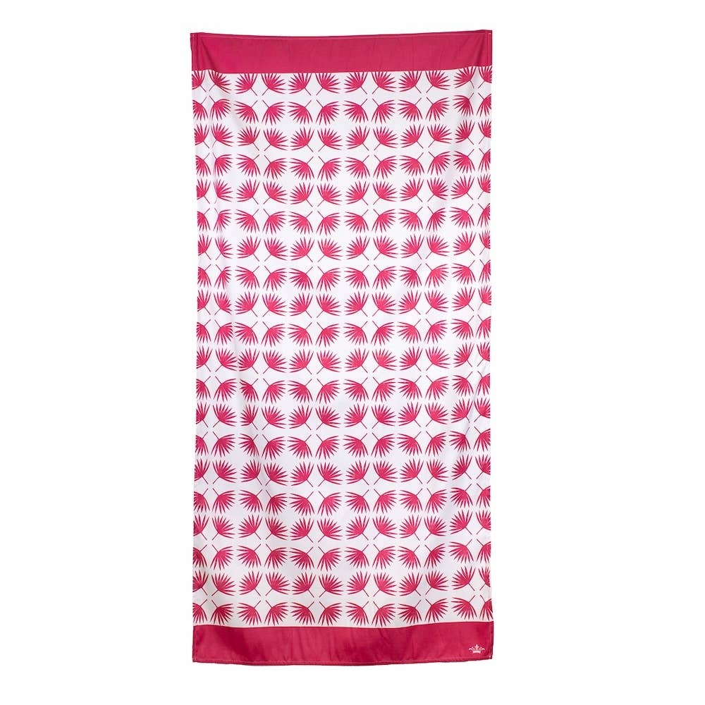 Boca Raton Beach Towel   Hot Pink/White   34x70