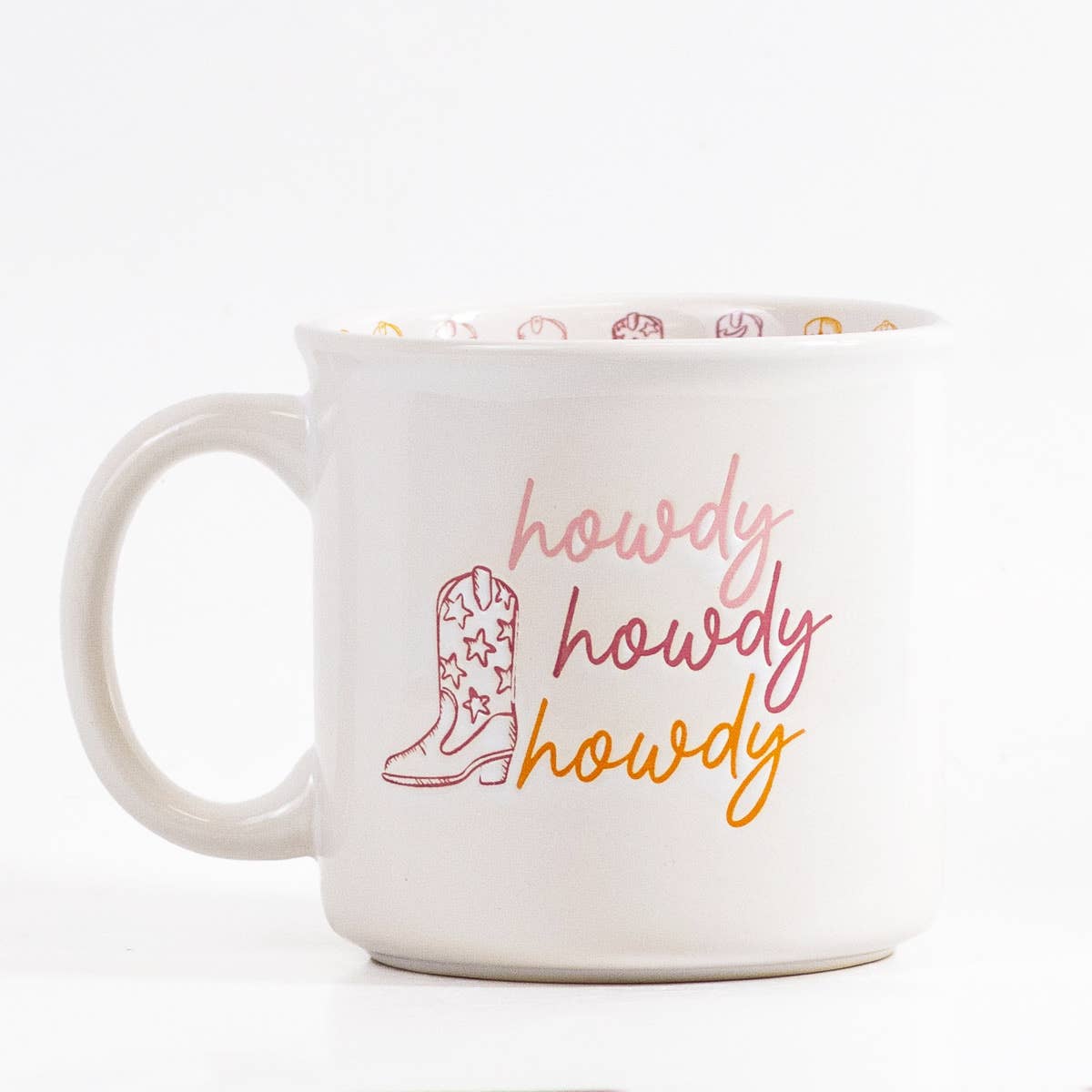 Howdy Cowgirl Coffee Mug   White/Pink/Orange   14oz.