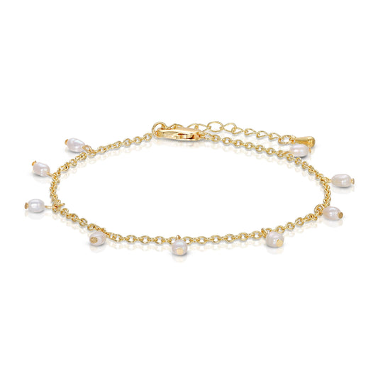 14k GP Chain with Pearls Ankle Bracelet