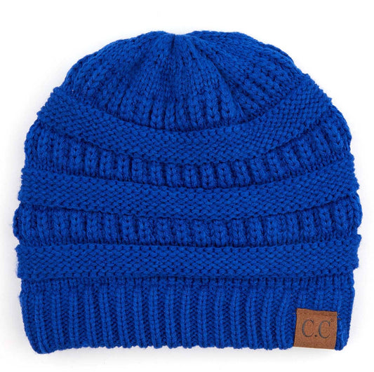 Royal Blue Cable Knit Classic Beanie Winter Hat