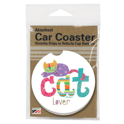 Cat Lover Absorbent Stone Car Coaster 1 Pk