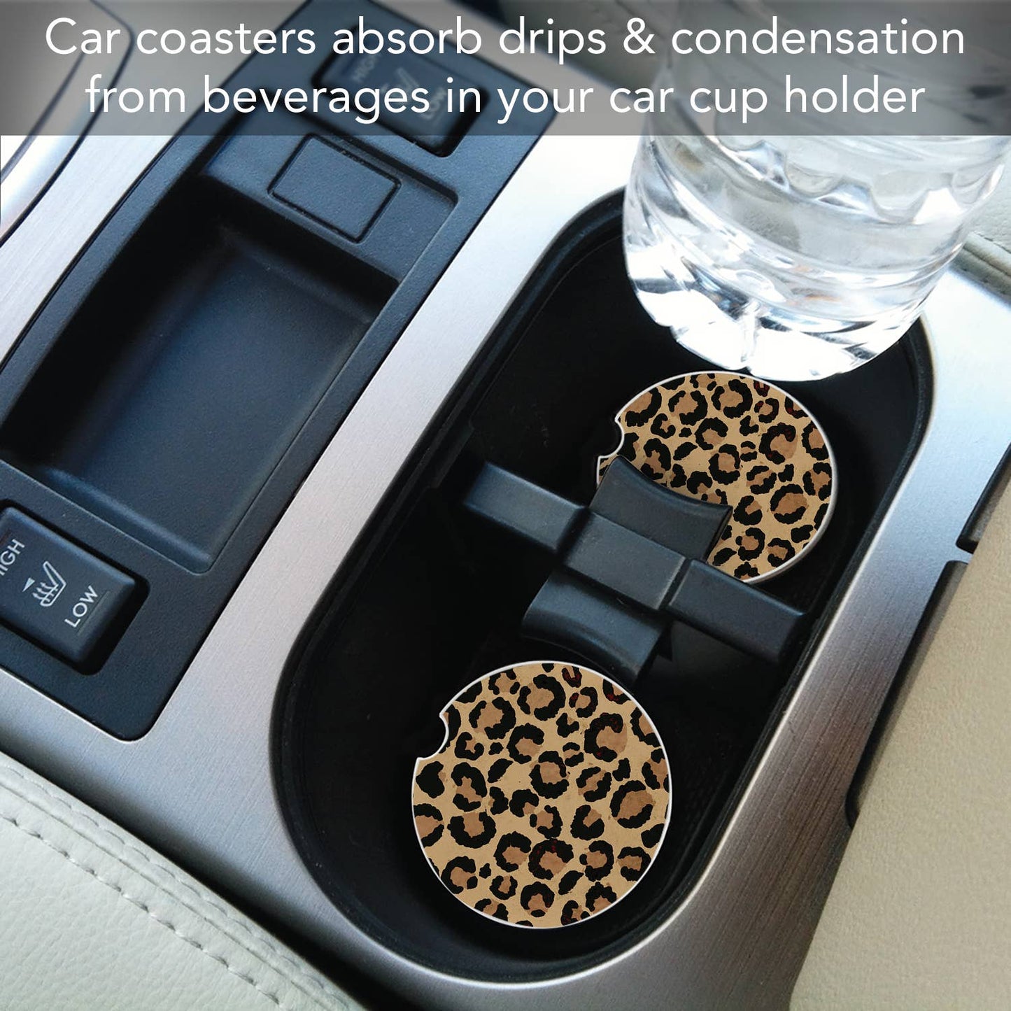 Leopard Print Absorbent Stone Car Coaster 1 Pk