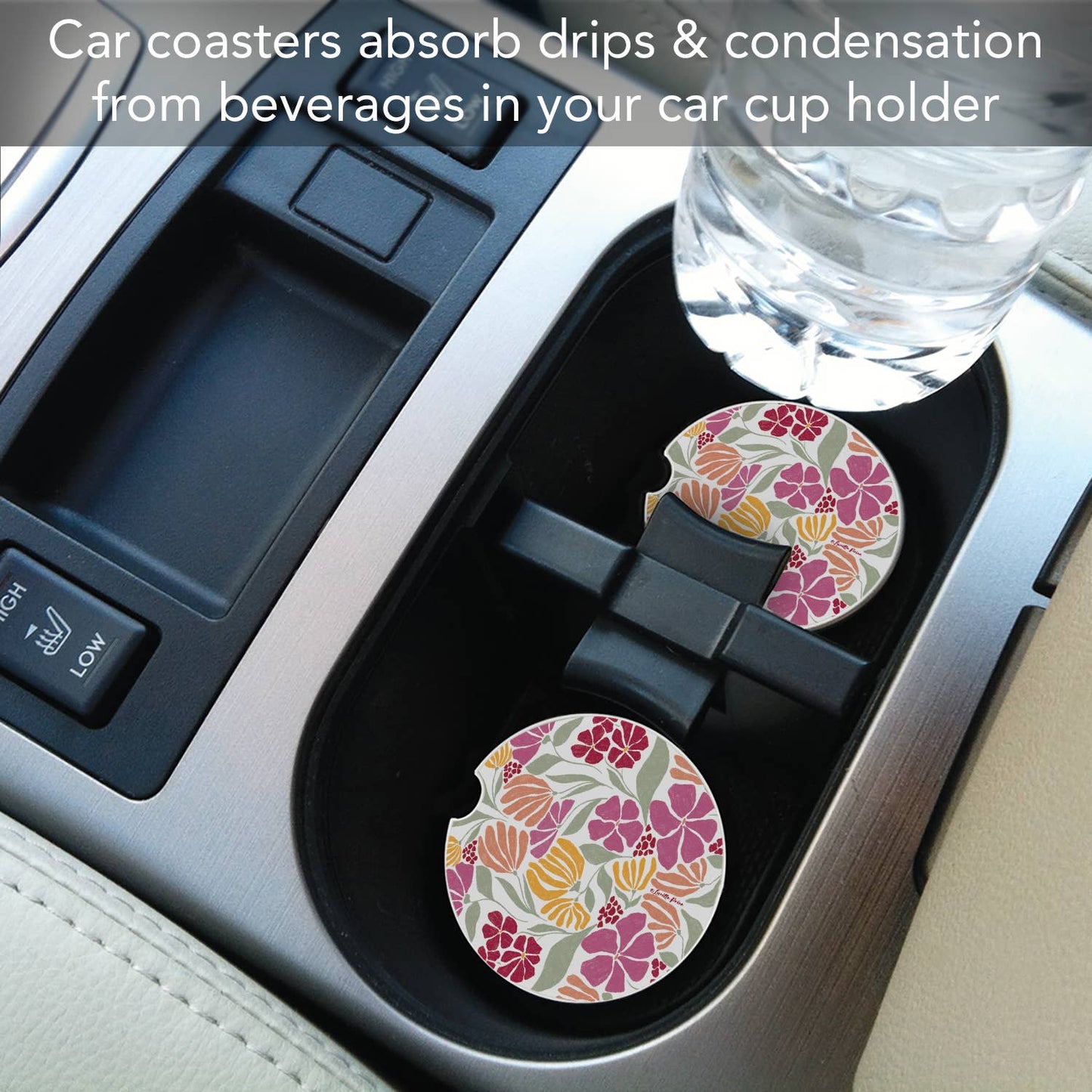 "Floral Melody" Absorbent Stone Car Coaster 1pk