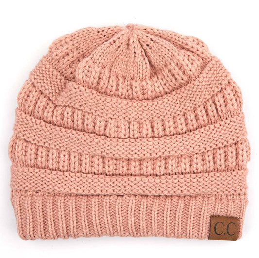 Indi Pink Cable Knit Classic Beanie Winter Hat