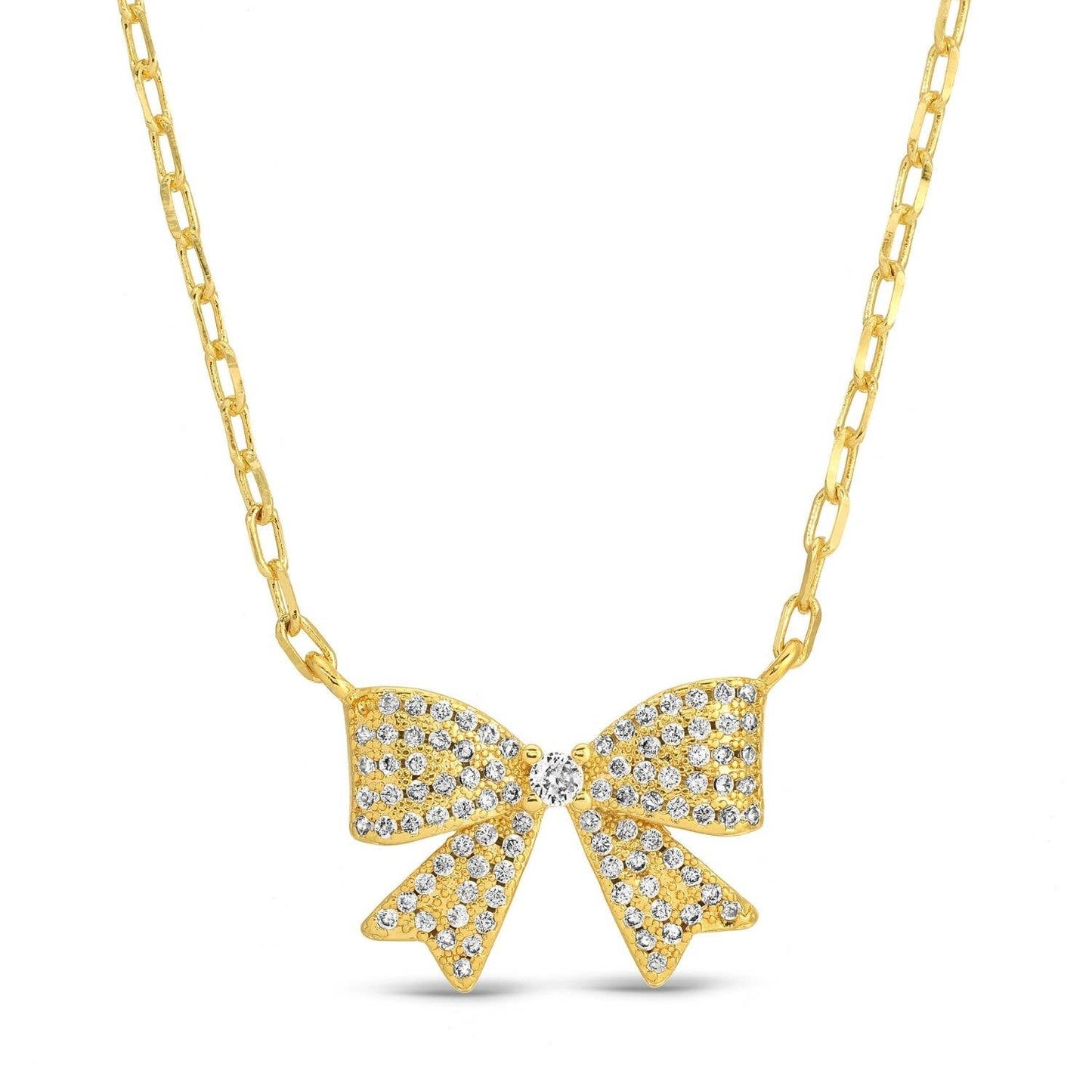 Dainty Bow & Sparkle Necklace