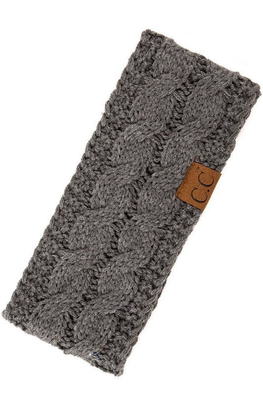 Dark Melange Gray Cable Knit Solid Headband