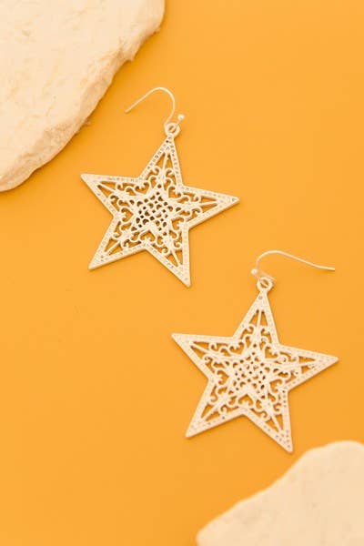 Matte Filigree Star Earring