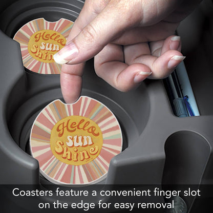 Hello Sun Absorbent Stone Car Coaster 1 Pack 2.6"