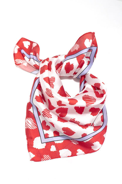 Valentine's Day Red Heart Silky Feel Bandana Scarf