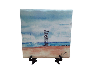 6x6 Trivet, Shiny Ceramic w/Easel